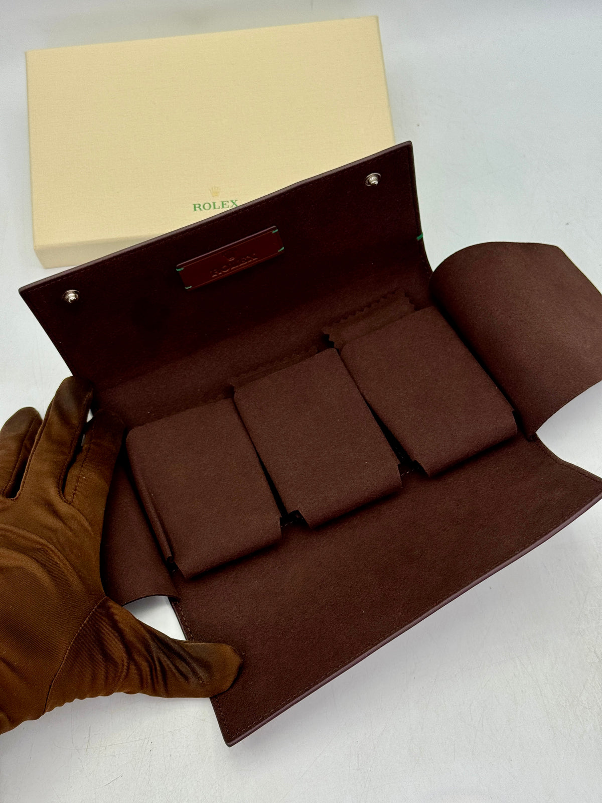 Rolex Leather Three Watch Travel Pouch