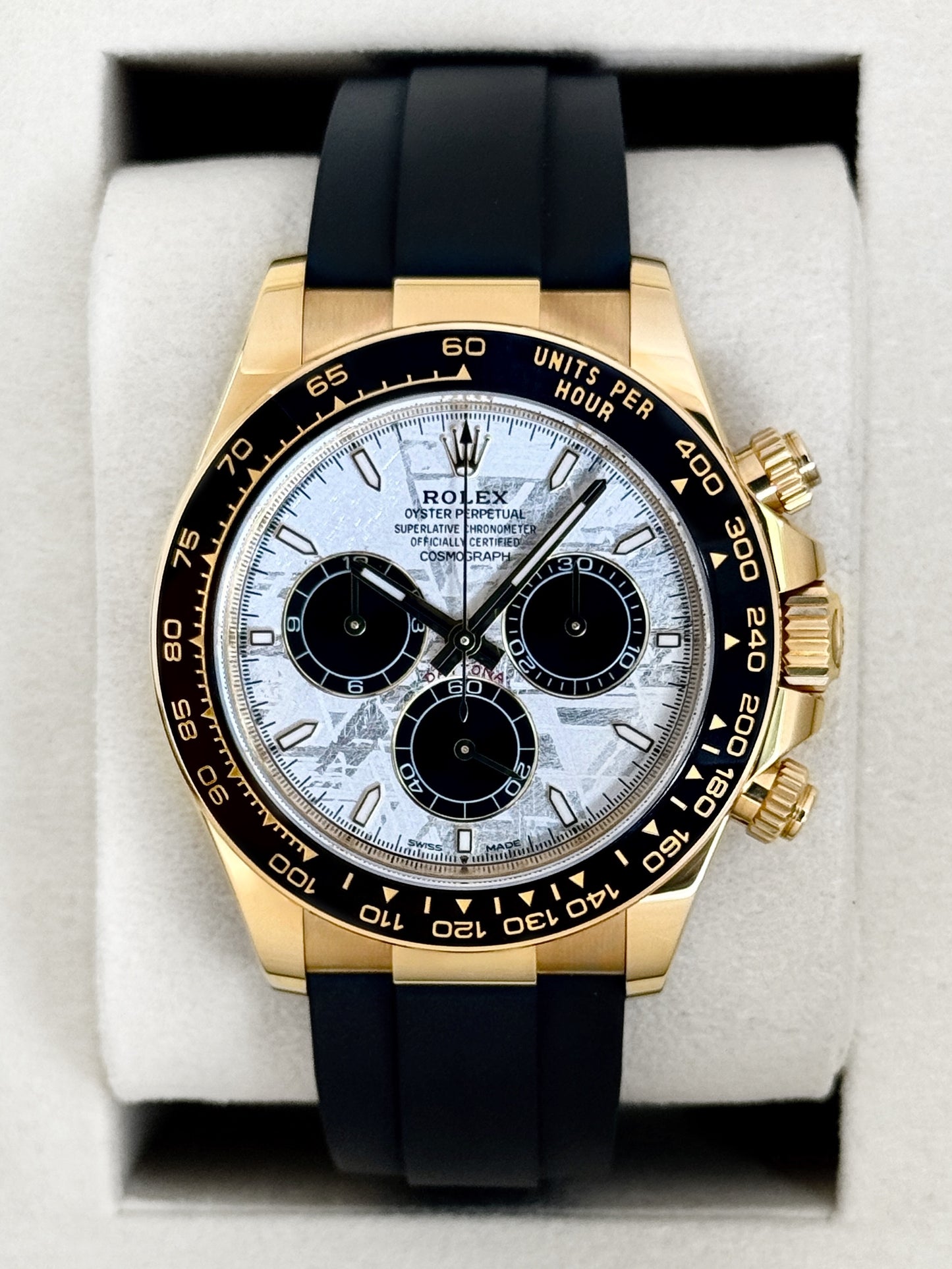 2025 Rolex Daytona 40mm 126518LN Yellow Gold Oysterflex Meteorite Dial