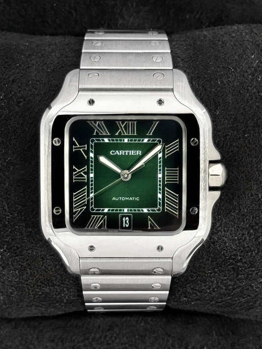 NEW 2026 Cartier Santos De Cartier 39mm WSSA0062 Stainless Steel Green Dial