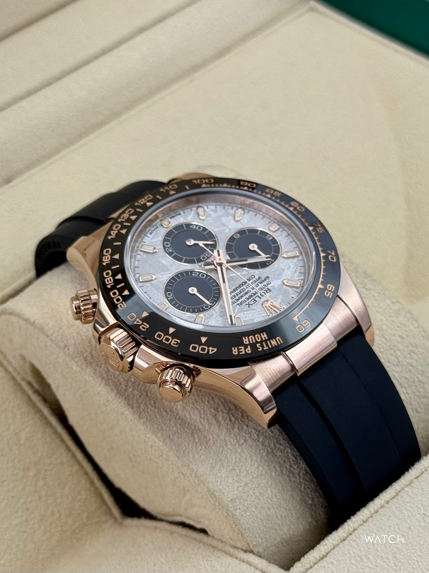 2022 Rolex Daytona 40mm 116515LN Rose Gold Oysterflex Meteorite Dial - MyWatchLLC