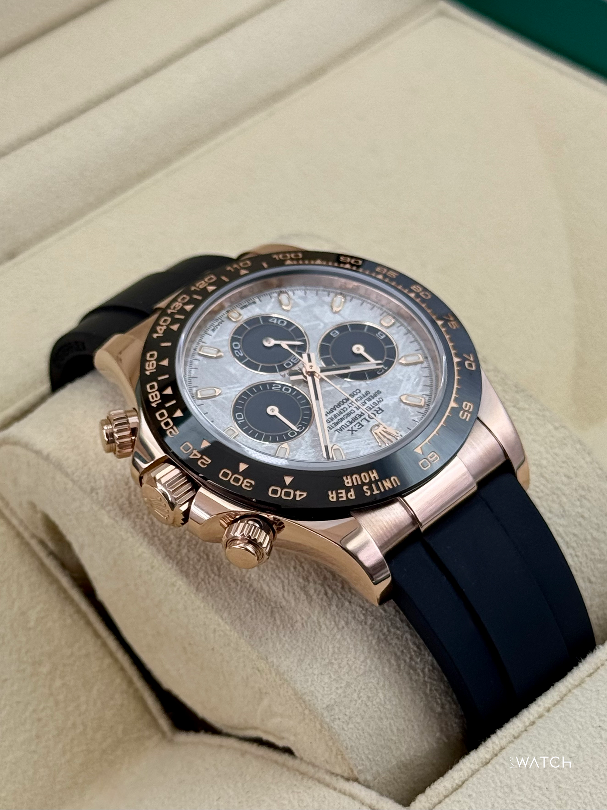 2022 Rolex Daytona 40mm 116515LN Rose Gold Oysterflex Meteorite Dial - MyWatchLLC
