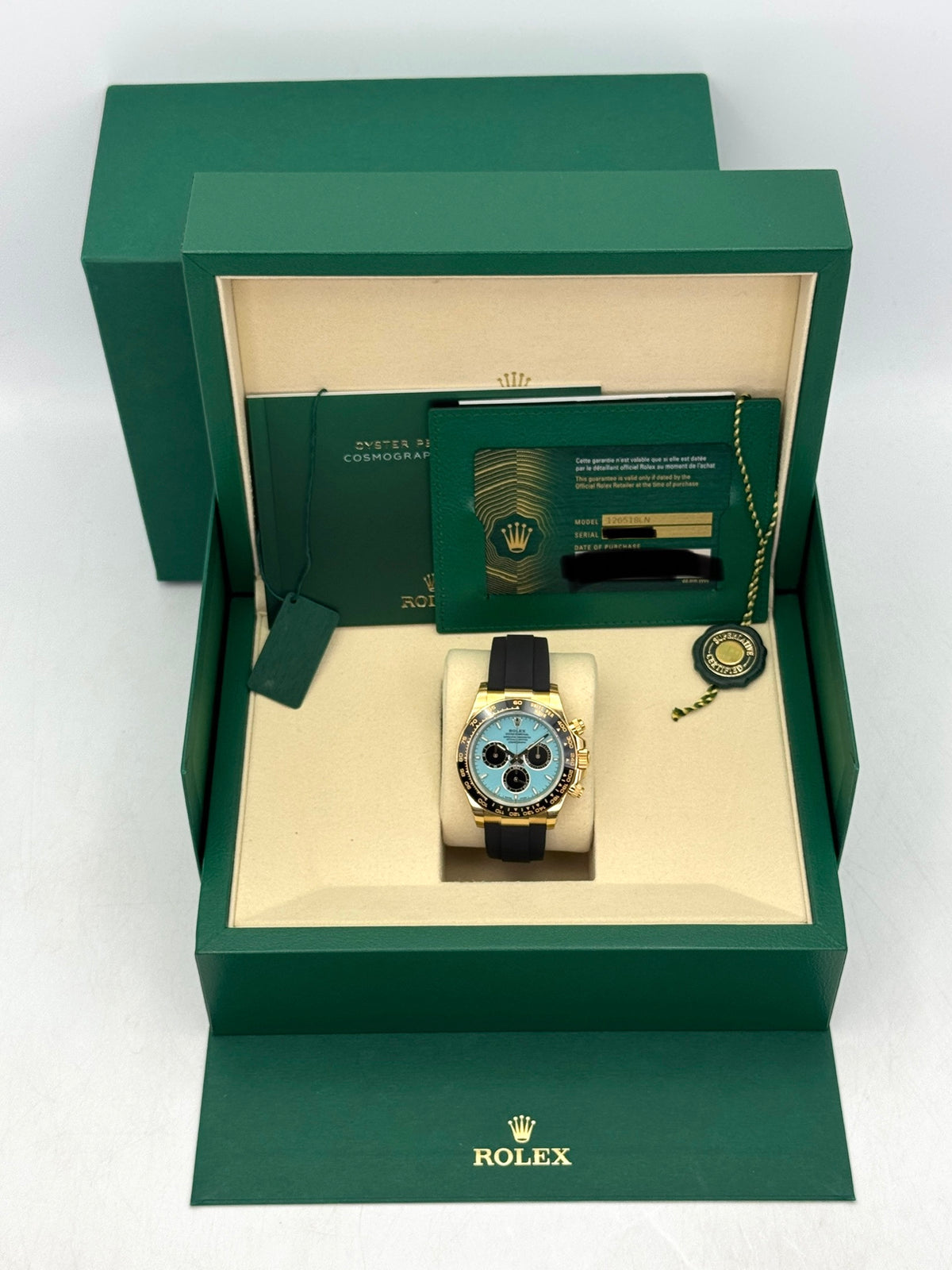 NEW 2026 Rolex Daytona 40mm 126518LN Oysterflex Turquoise Tiffany Blue Dial (NEW CARD STYLE)