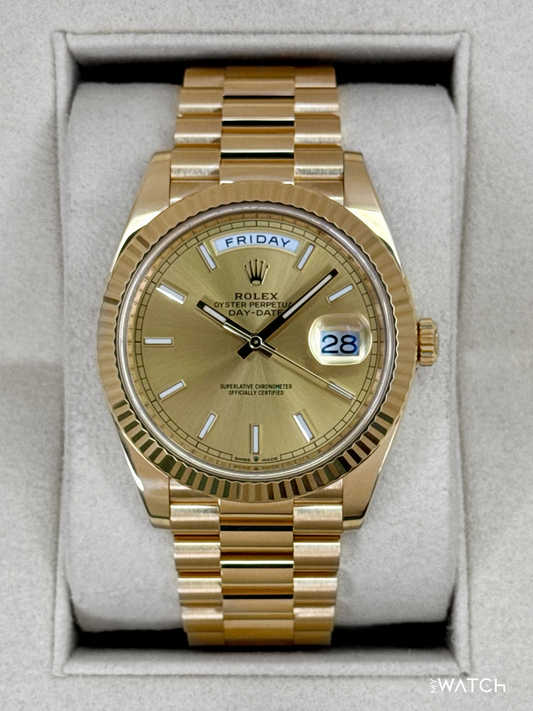2020 Rolex Day-Date 40mm 228238 Champagne Stick Dial - MyWatchLLC