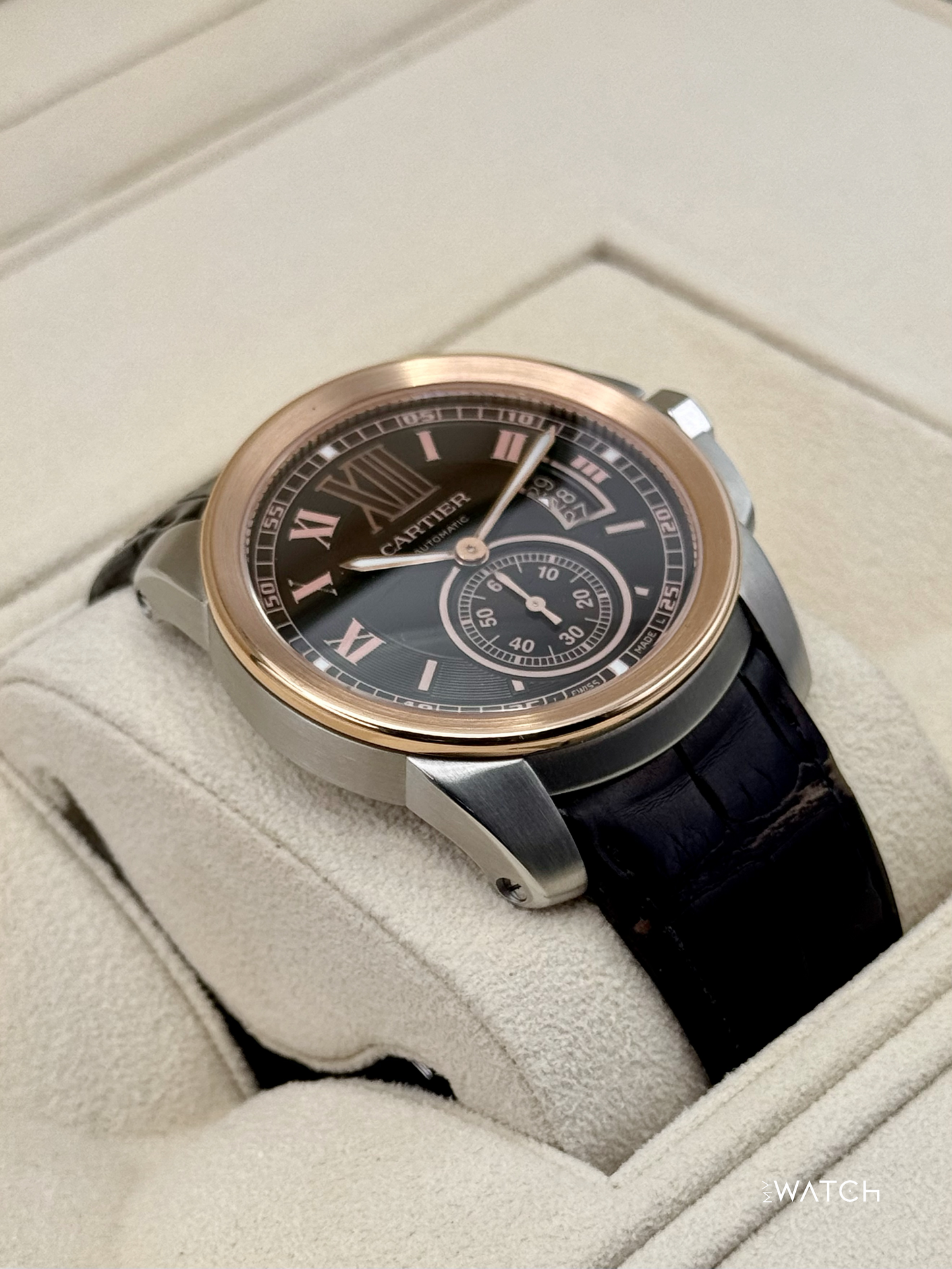 2012 Cartier Calibre De Cartier 42mm W7100051 Two-Tone Brown Dial - MyWatchLLC