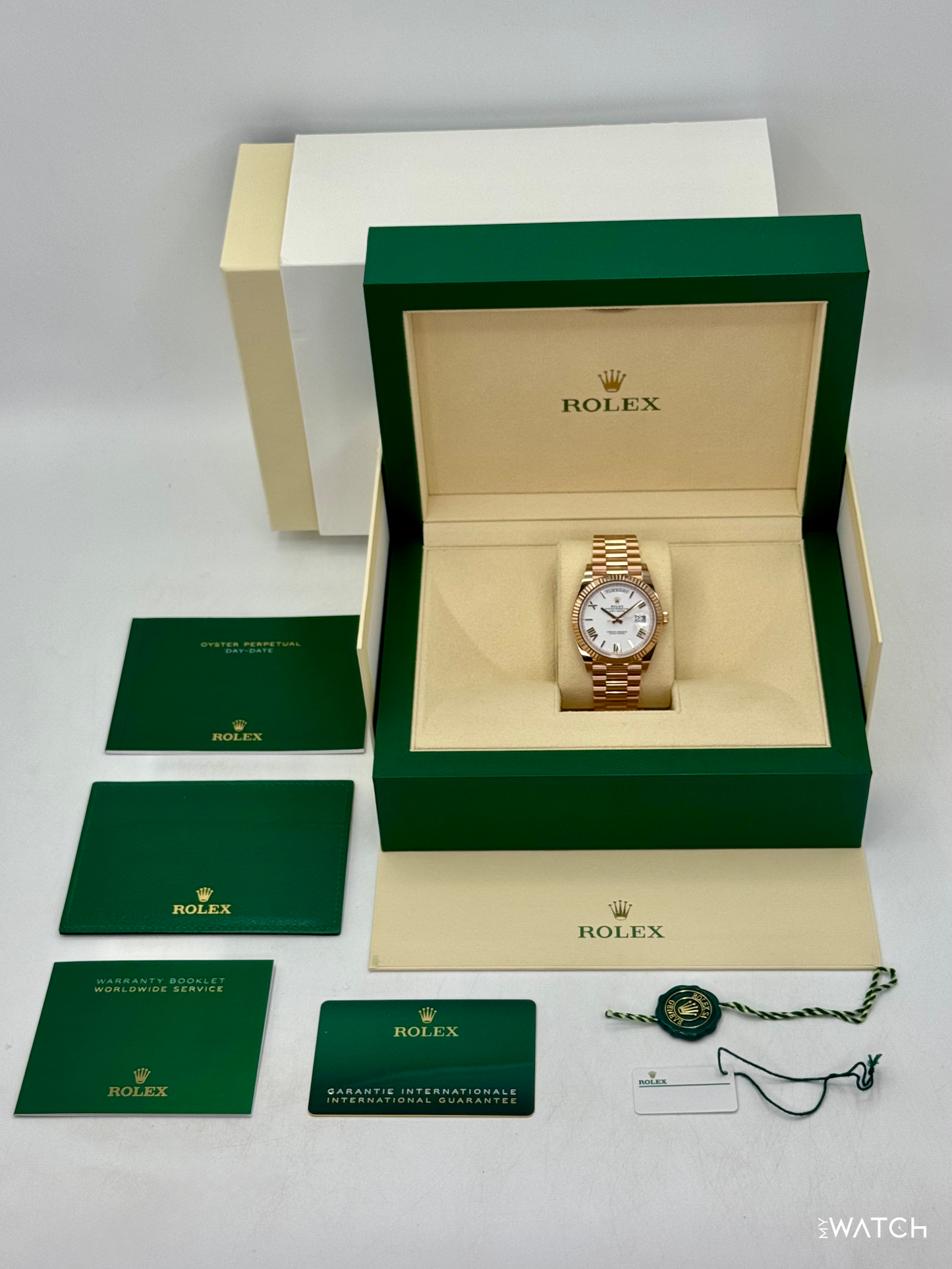 2024 Rolex Day-Date 228235 Presidential Rose Gold White Dial - MyWatchLLC