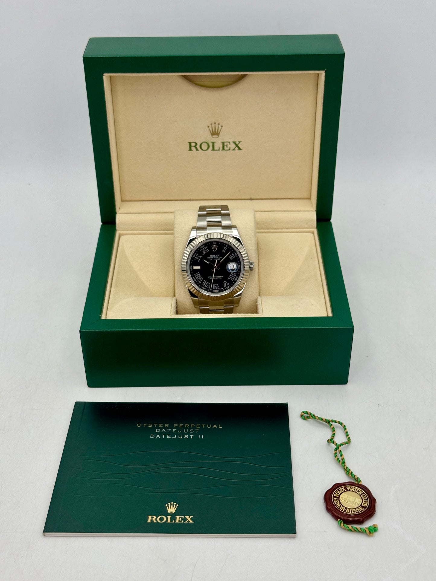 2003 Rolex Datejust II 41mm 116334 Stainless Steel Oyster Black Dial