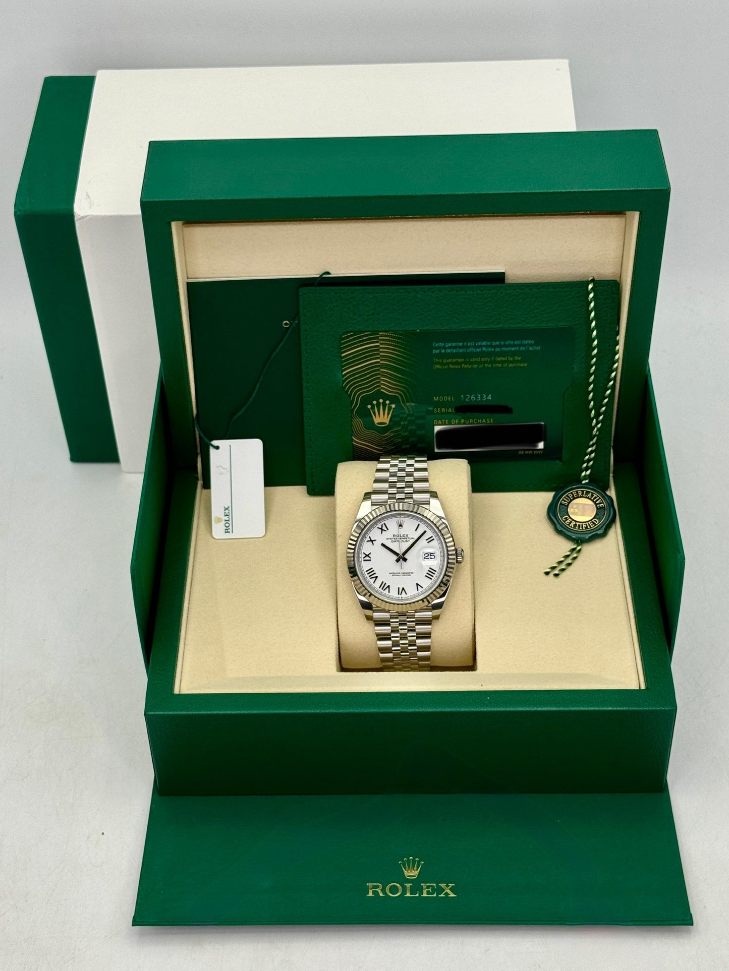 NEW 2026 Rolex Datejust 41mm 126334 Stainless Steel Jubilee White Roman Numeral Dial (STICKERED)