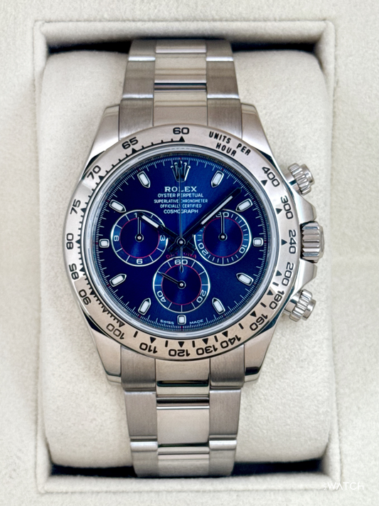 2019 Rolex Daytona 40mm 116509 White Gold Blue Dial - MyWatchLLC