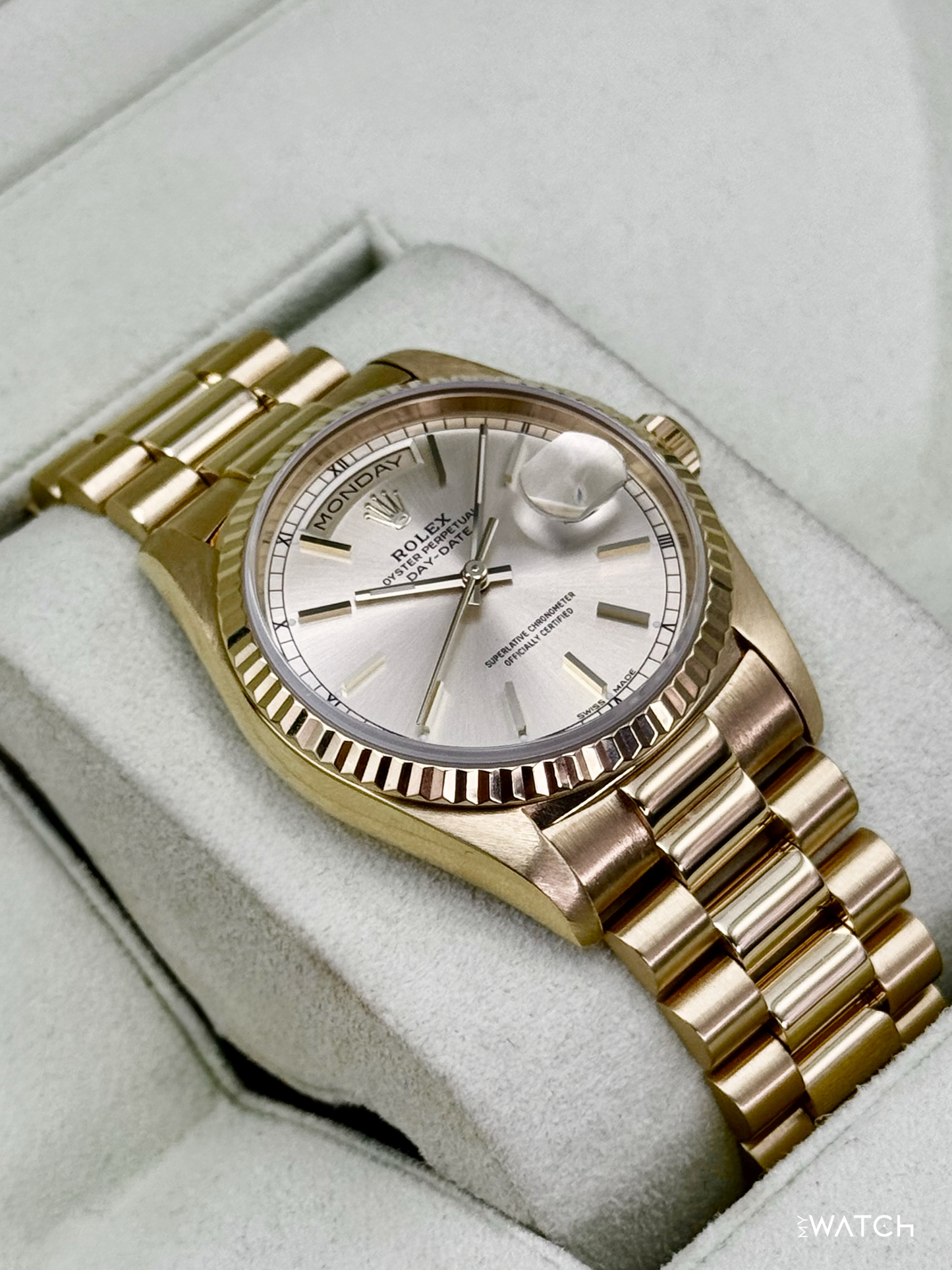 1991 Rolex Day-Date 36mm 18238 Presidential Yellow Gold Silver Dial (RSC)