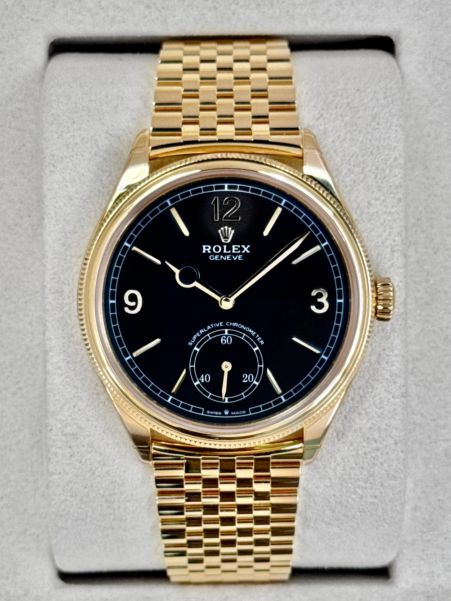 NEW 2026 Rolex 1908 39mm 52508 Yellow Gold Settimo Bracelet Black Dial