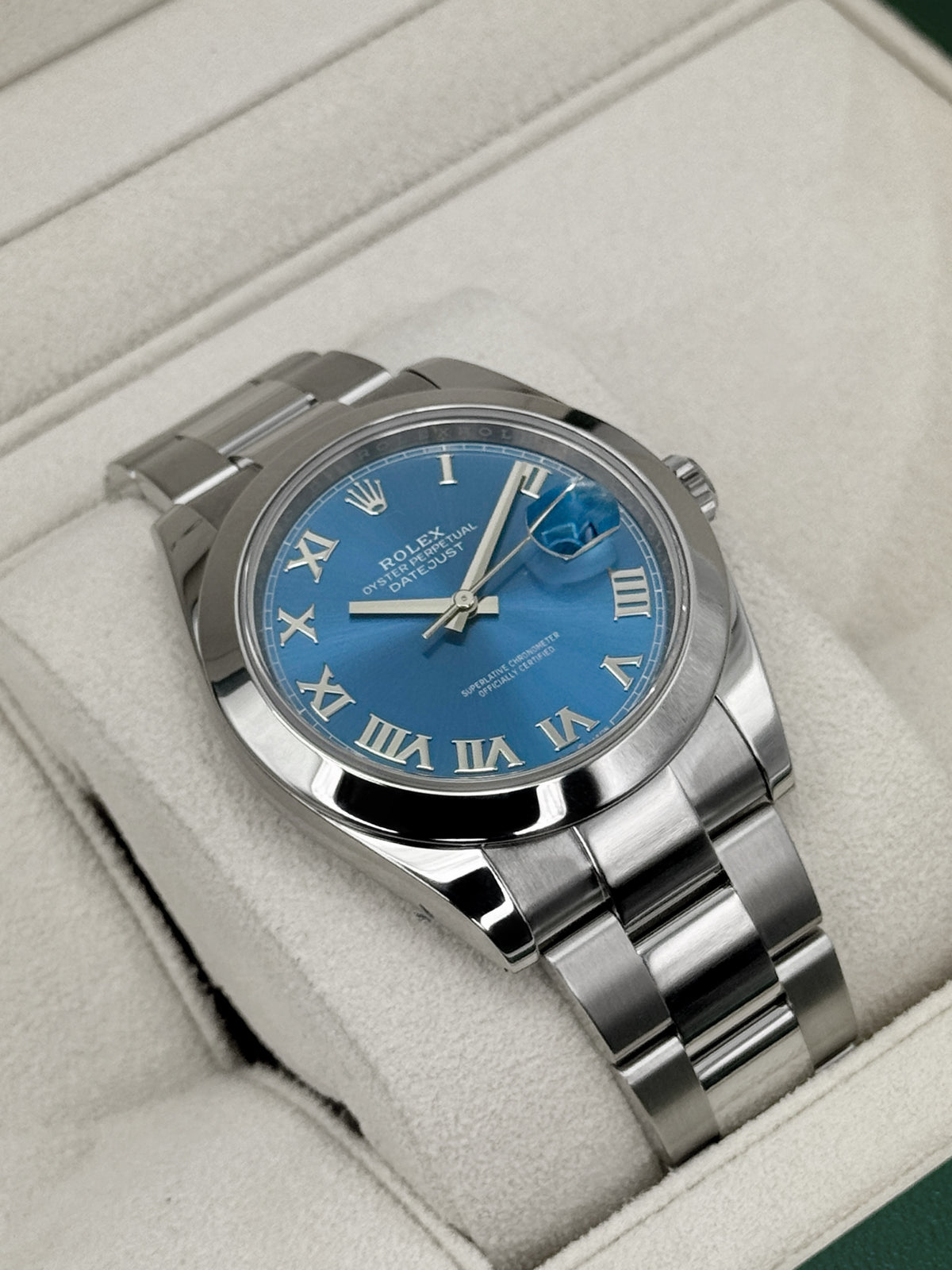 2024 Rolex Datejust 41mm 126300 Stainless Steel Oyster Blue Roman Numeral Dial