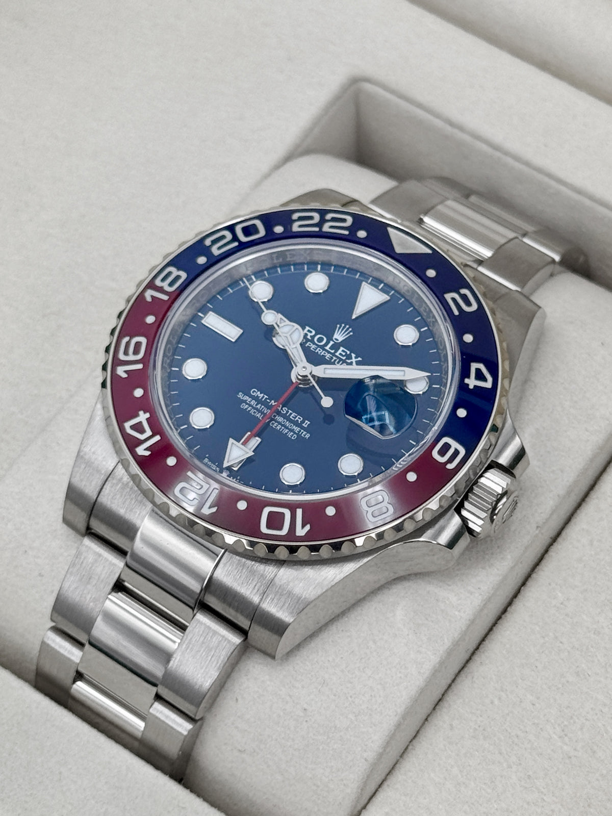 2025 Rolex GMT-Master II Pepsi 40mm 126719BLRO White Gold Oyster