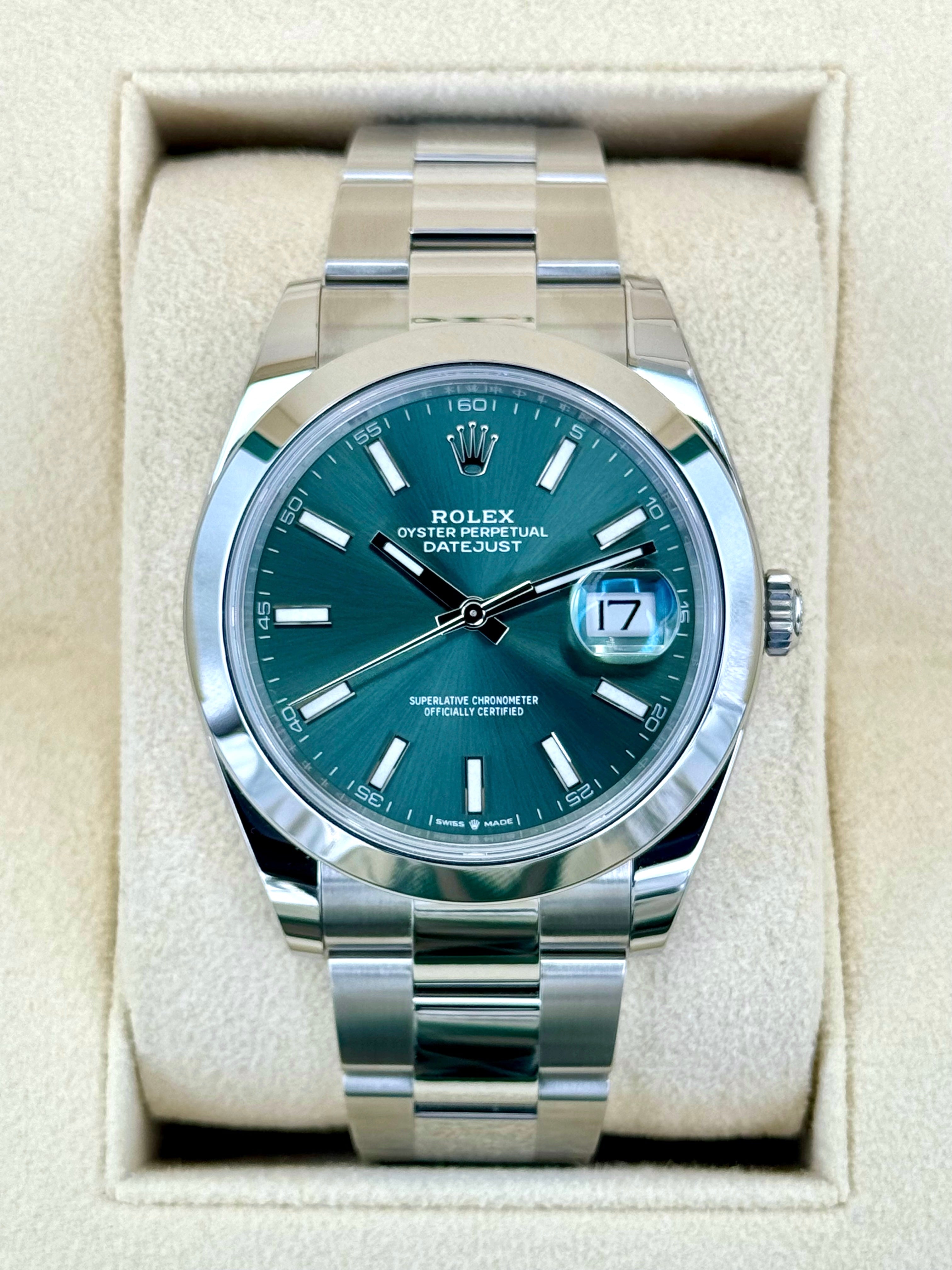 NEW 2024 Rolex Datejust 41mm 126300 Oyster Green Dial MyWatchLLC