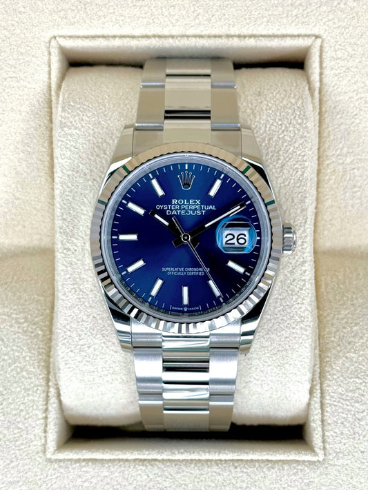 NEW 2024 Rolex Datejust 36mm 126234 Stainless Steel Oyster Blue Dial