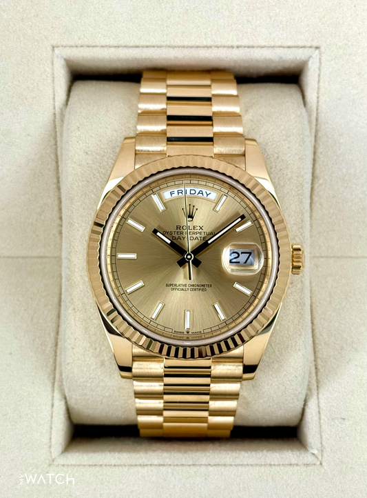 2022 Rolex Day-Date 40mm 228238 18kt Yellow Gold Champagne Dial