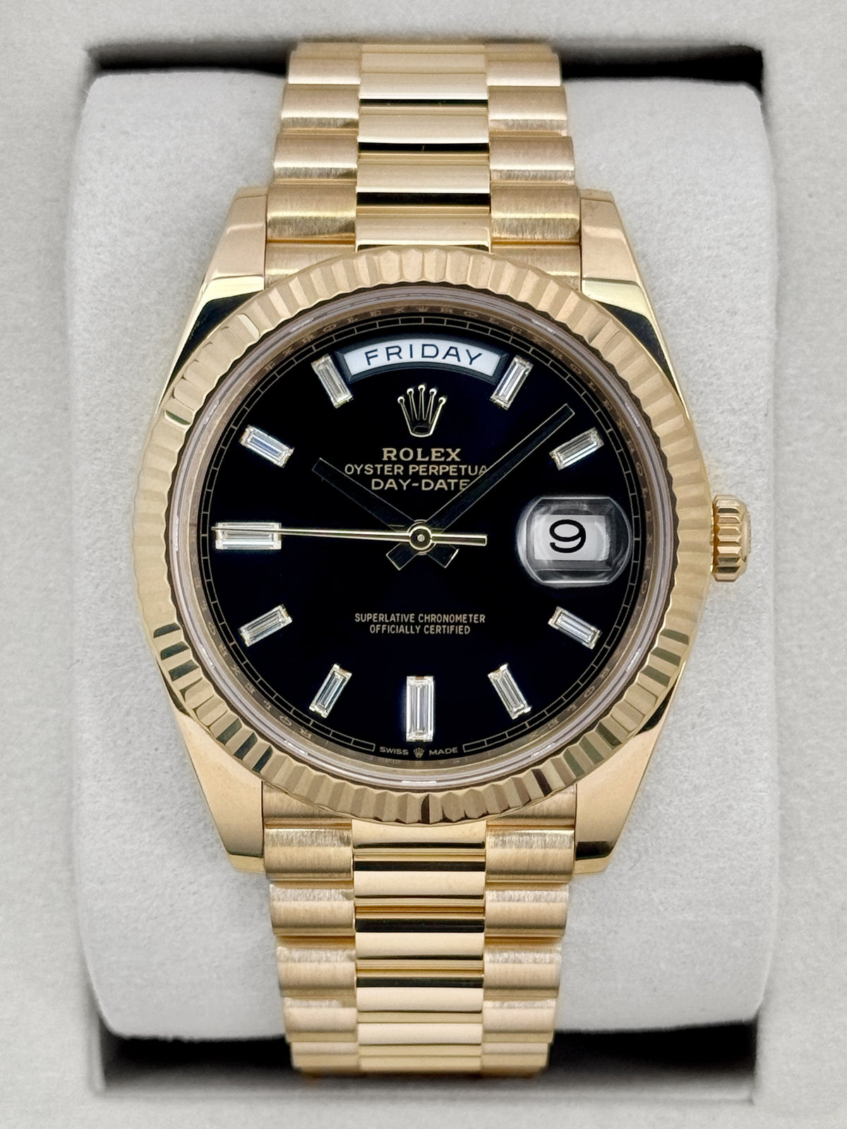 Rolex Day-Date 40mm 228238 Yellow Gold Black Diamond Dial
