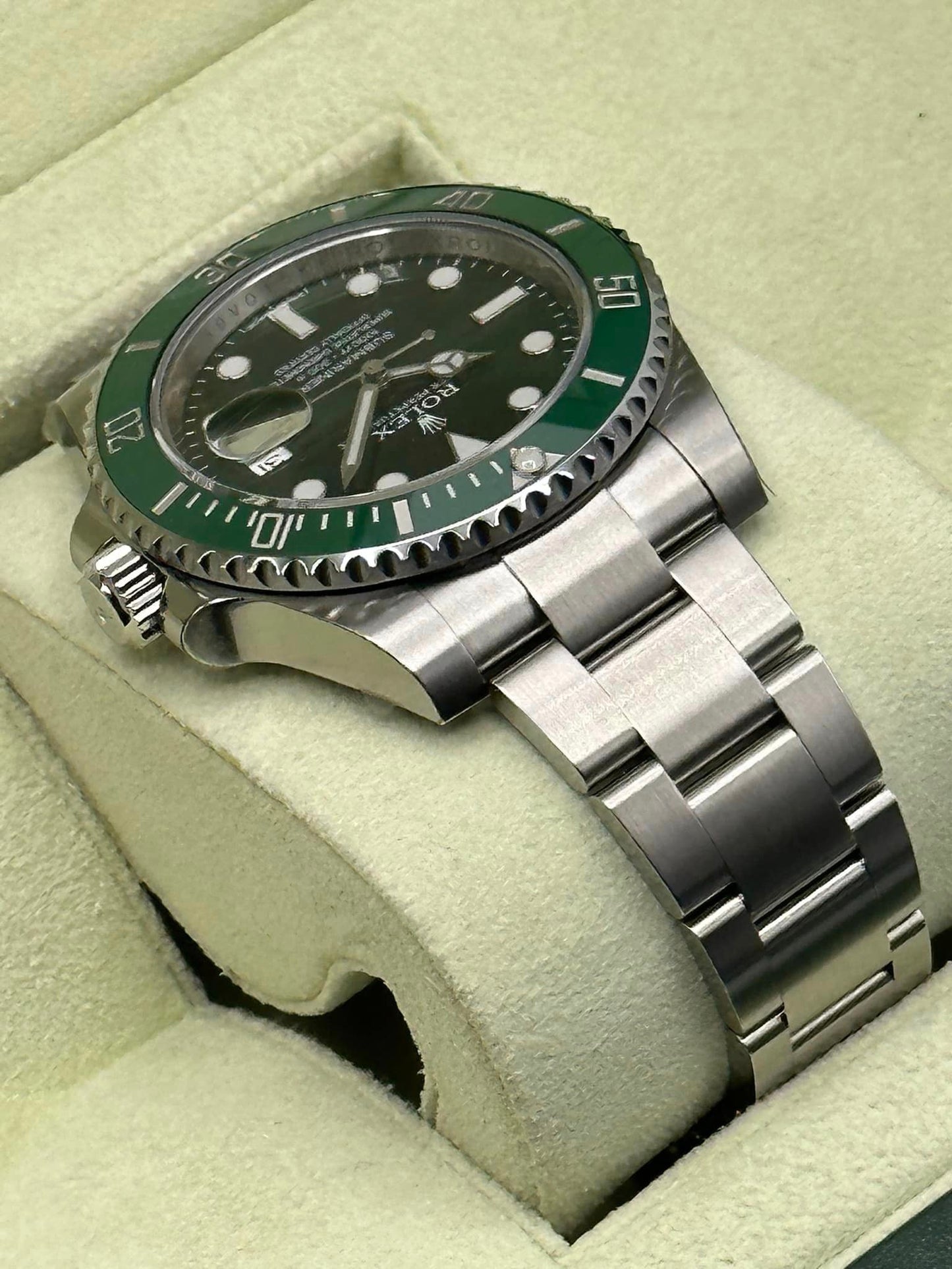 New Old Stock 2014 Rolex Submariner "Hulk" 116610LV Green Dial - MyWatchLLC