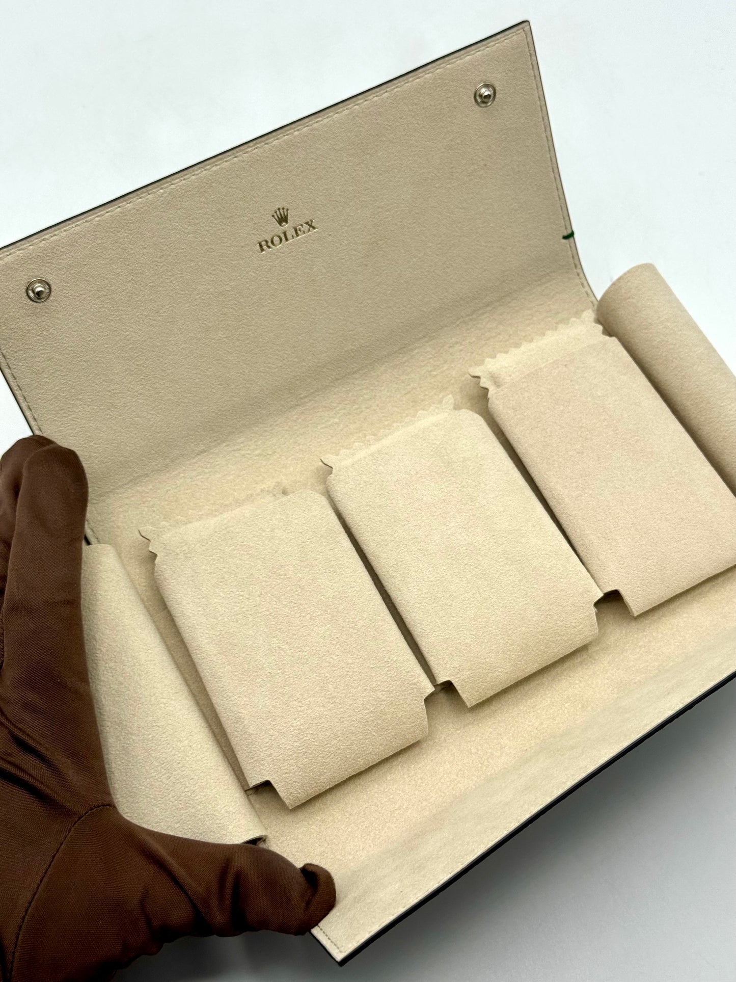 Rolex Leather Three Watch Travel Pouch