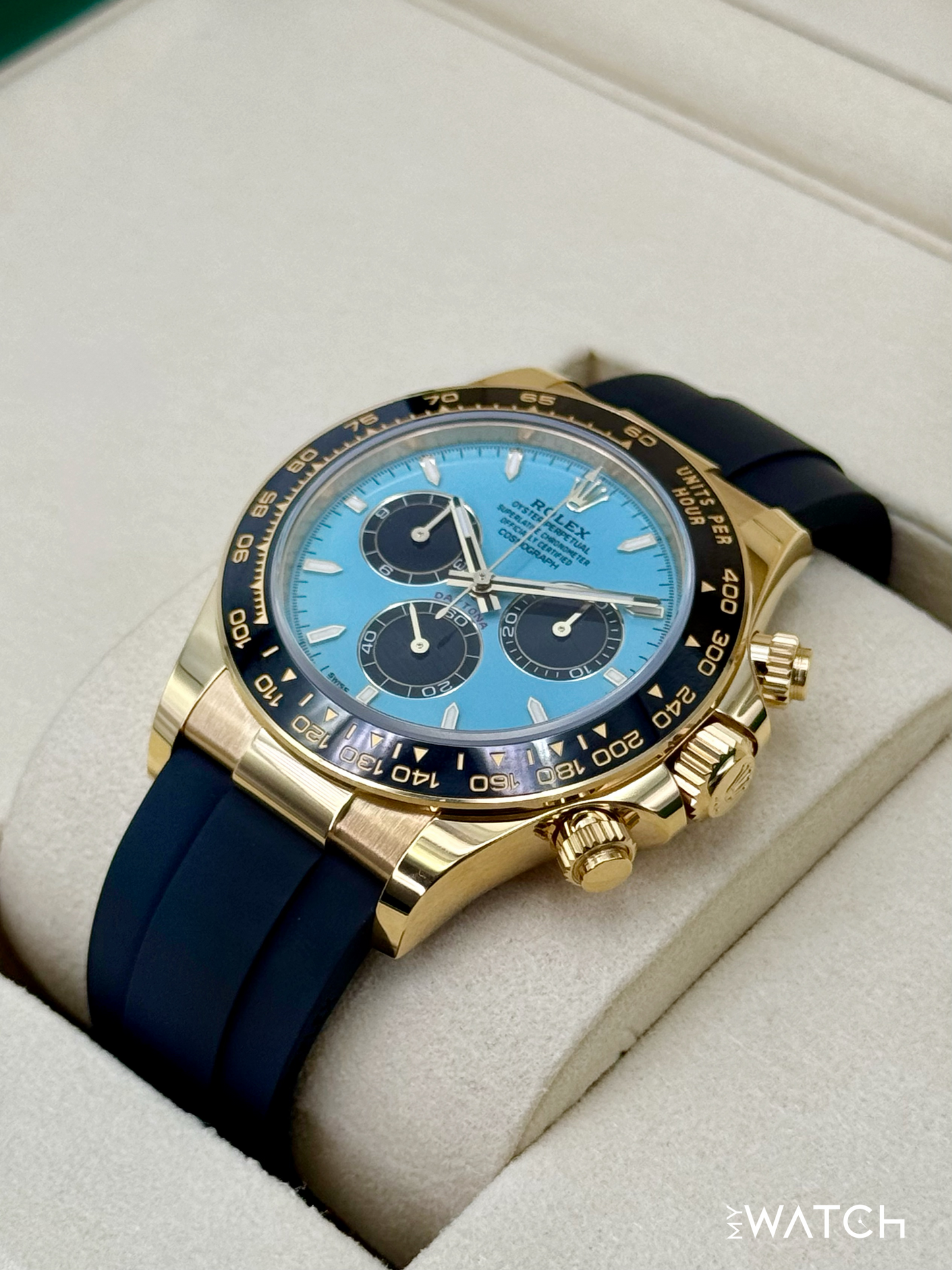 NEW 2025 Rolex Daytona 40mm 126518LN Yellow Gold Oysterflex Turquoise Dial