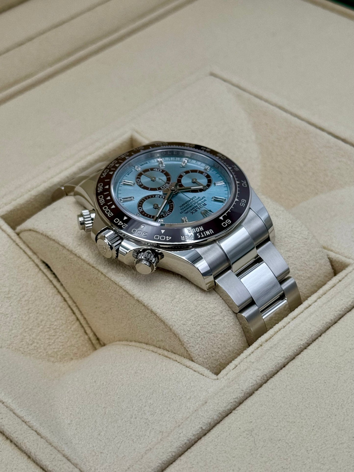 NEW Rolex Daytona 40mm 126506 Platinum Ice Blue Diamond Baguette Dial