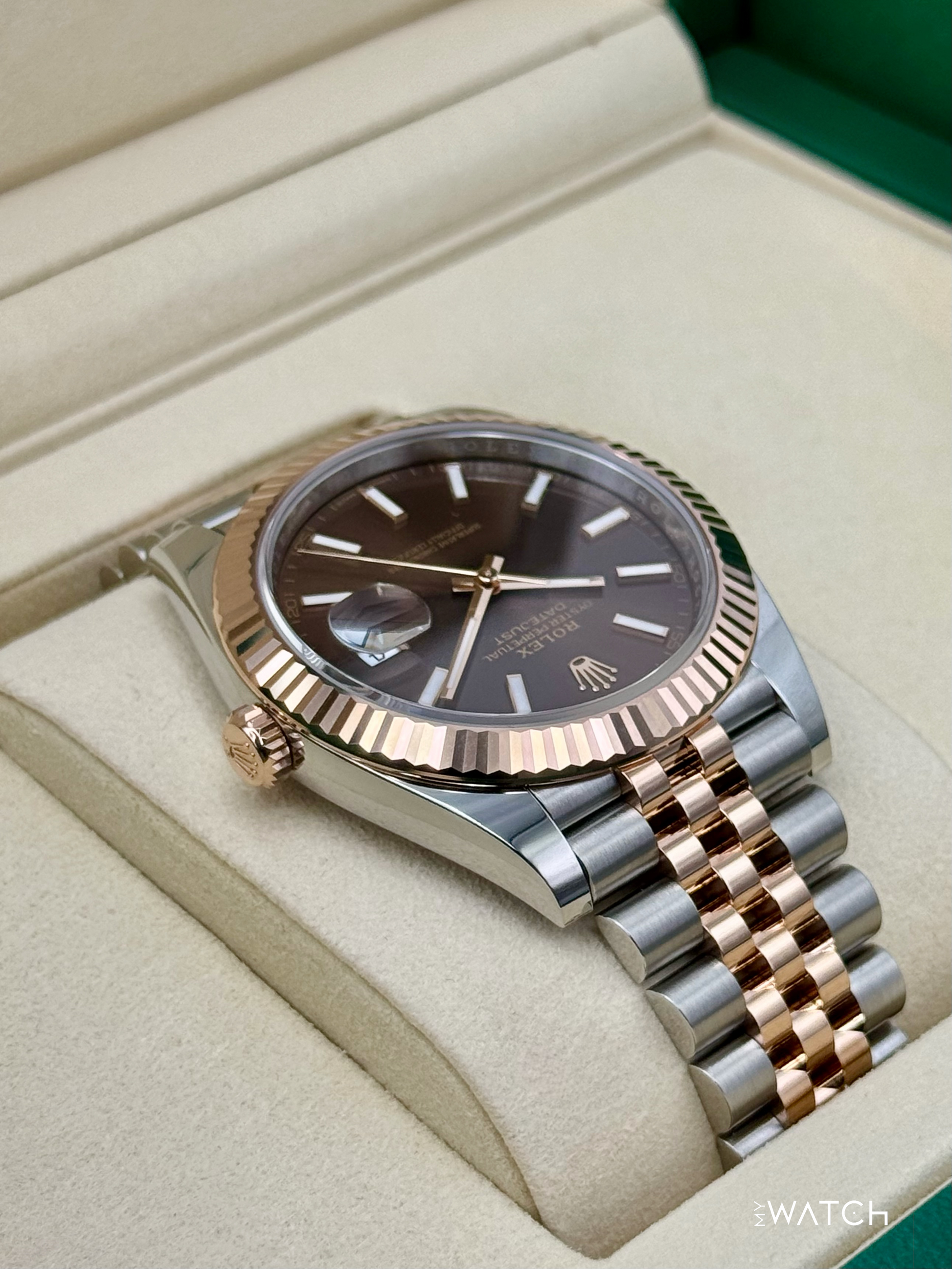 NEW 2025 Rolex Datejust 41mm 126331 Two-Tone Rose Gold Chocolate Dial (STICKERED) - MyWatchLLC