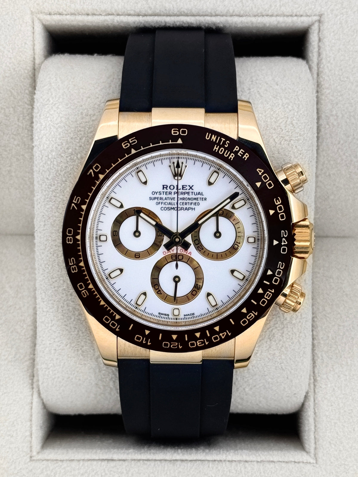 2022 Rolex Daytona 40mm 116518LN Yellow Gold Oysterflex White Dial