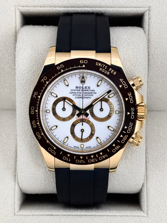 2022 Rolex Daytona 40mm 116518LN Yellow Gold Oysterflex White Dial
