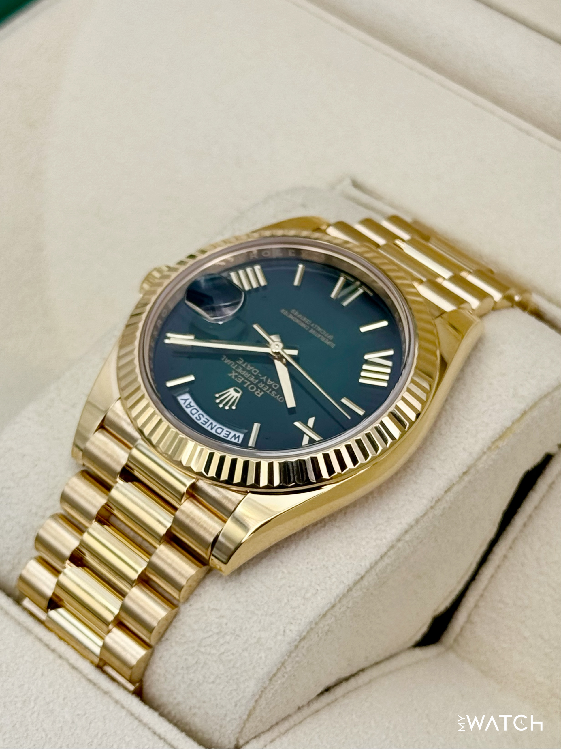 2024 Rolex Day-Date 40mm 228238 Presidential Green Ombre Dial - MyWatchLLC