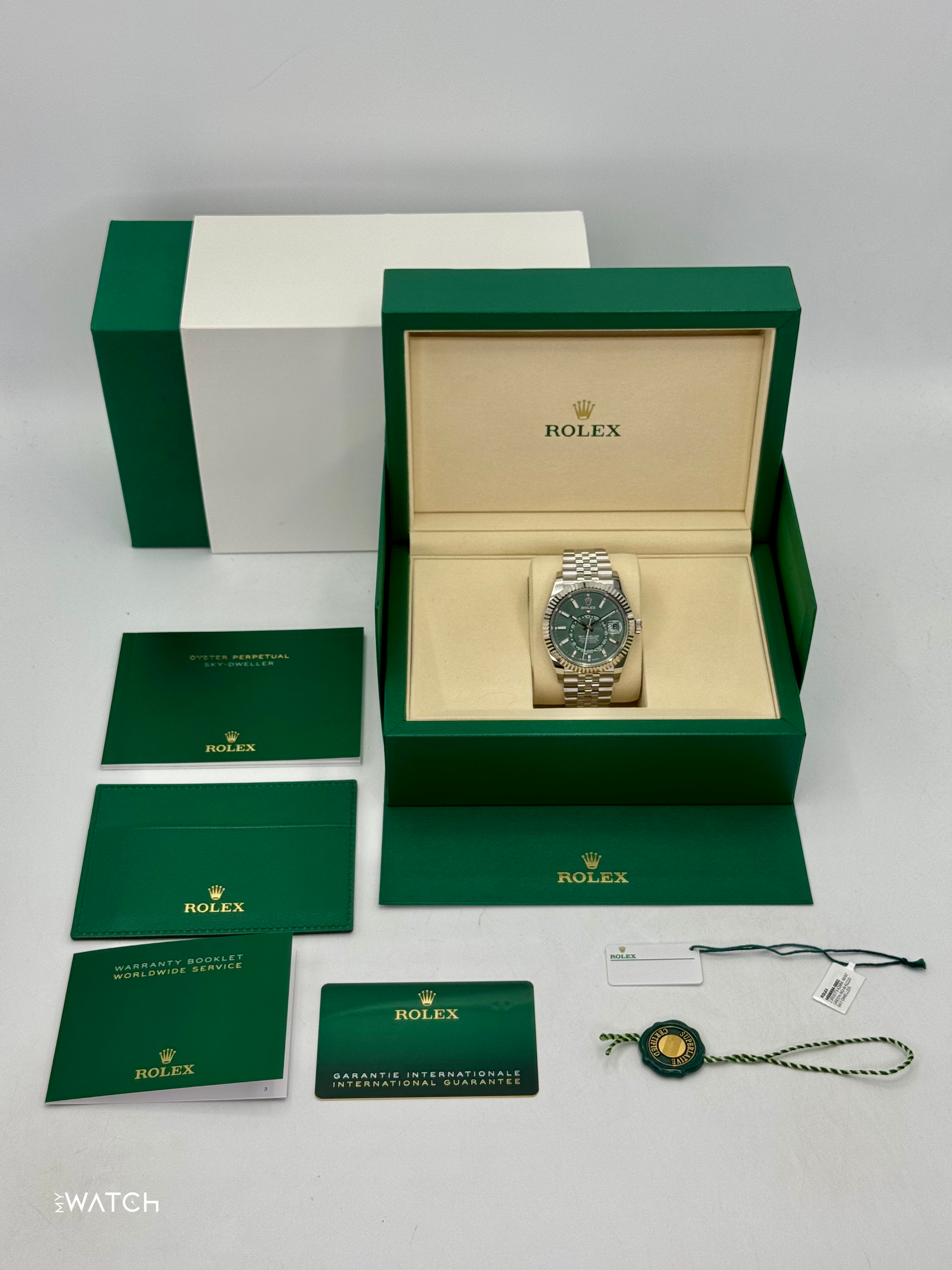 NEW 2025 Rolex Sky-Dweller 42mm 336934 Jubilee Green Dial - MyWatchLLC