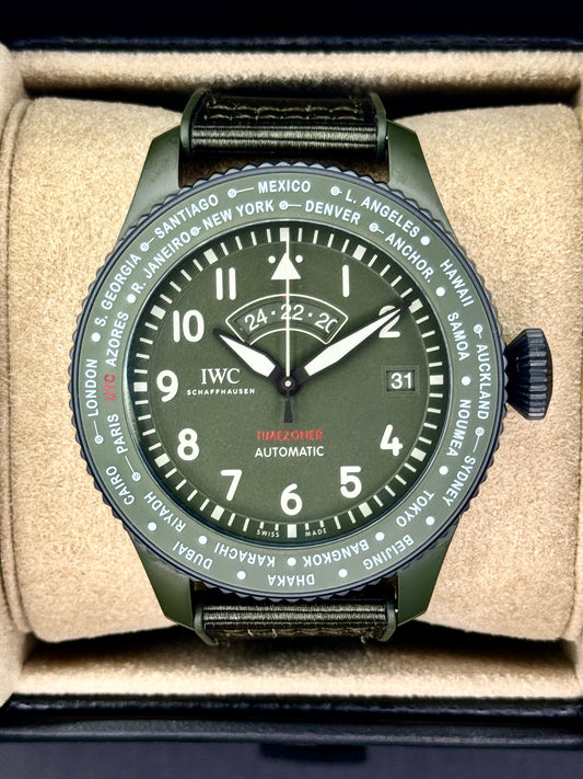 2024 IWC Timezoner Top Gun Woodland Pilot's 46mm IW395601 Ceramic Green Dial