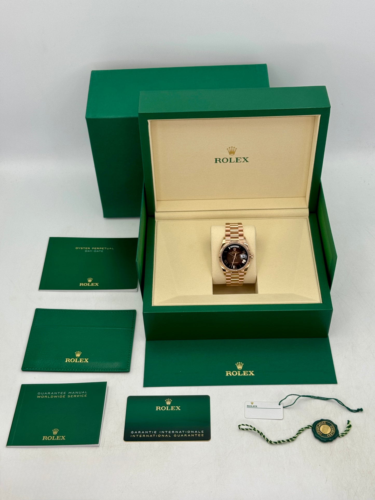 NEW 2026 Rolex Day-Date 36mm 128235 Rose Gold Brown Ombre Dial