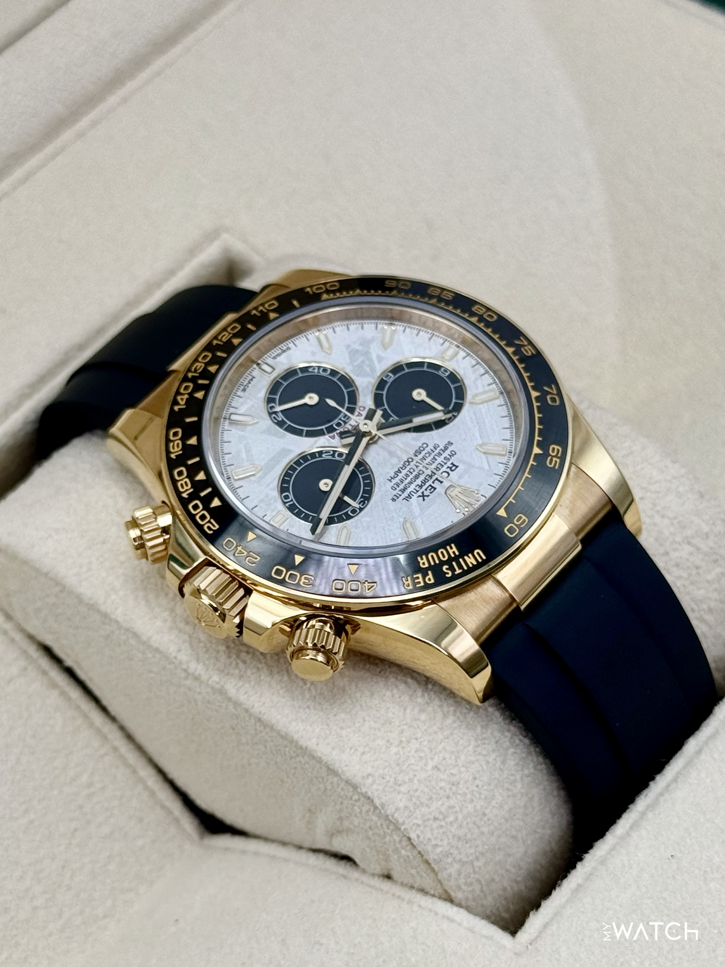 2025 Rolex Daytona 40mm 126518LN Yellow Gold Oysterflex Meteorite Dial - MyWatchLLC