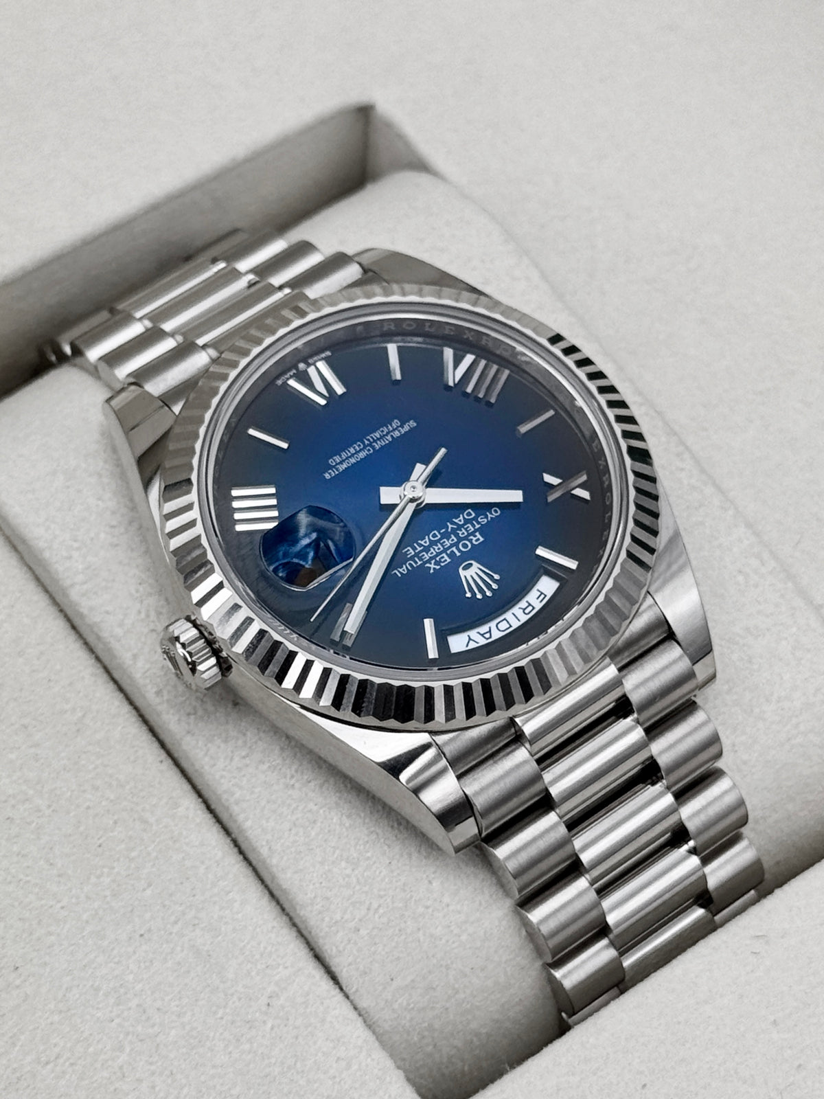 2026 Rolex Day-Date 40mm 228239 Presidential Blue Ombre Dial