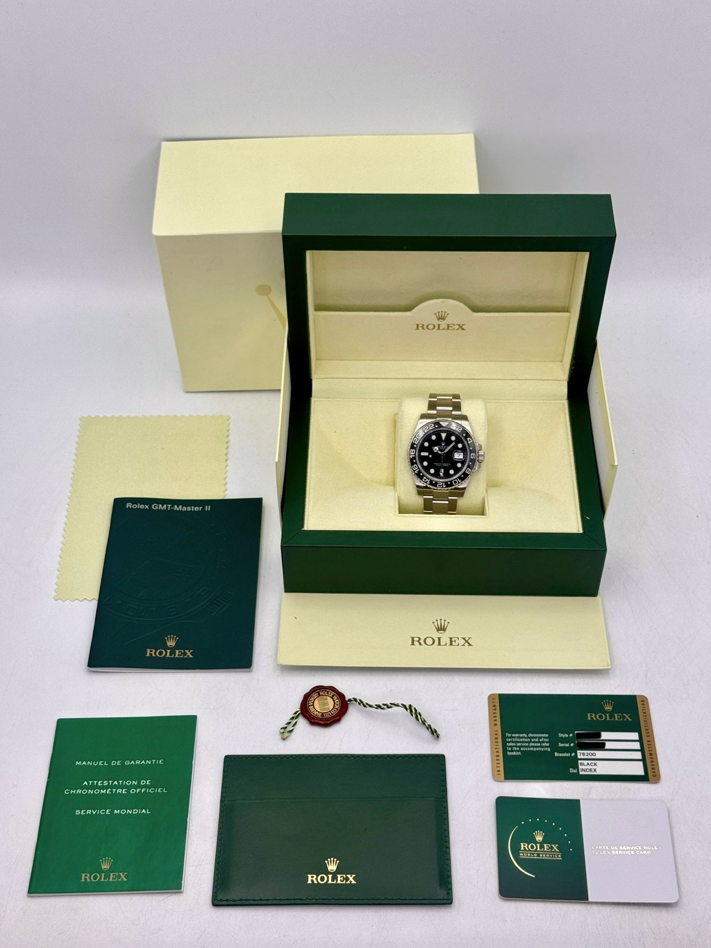 2007 Rolex GMT-Master II 40mm 116710LN Stainless Steel Black Dial (Rolex Service Card)