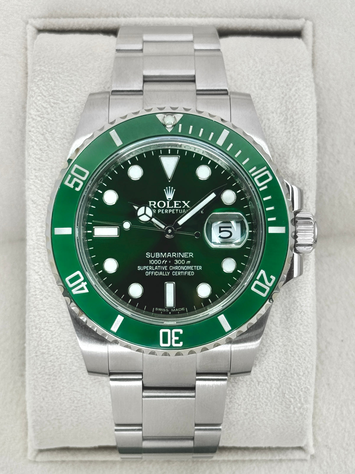 2015 Rolex Submariner Hulk 40mm 116610LV Green Dial