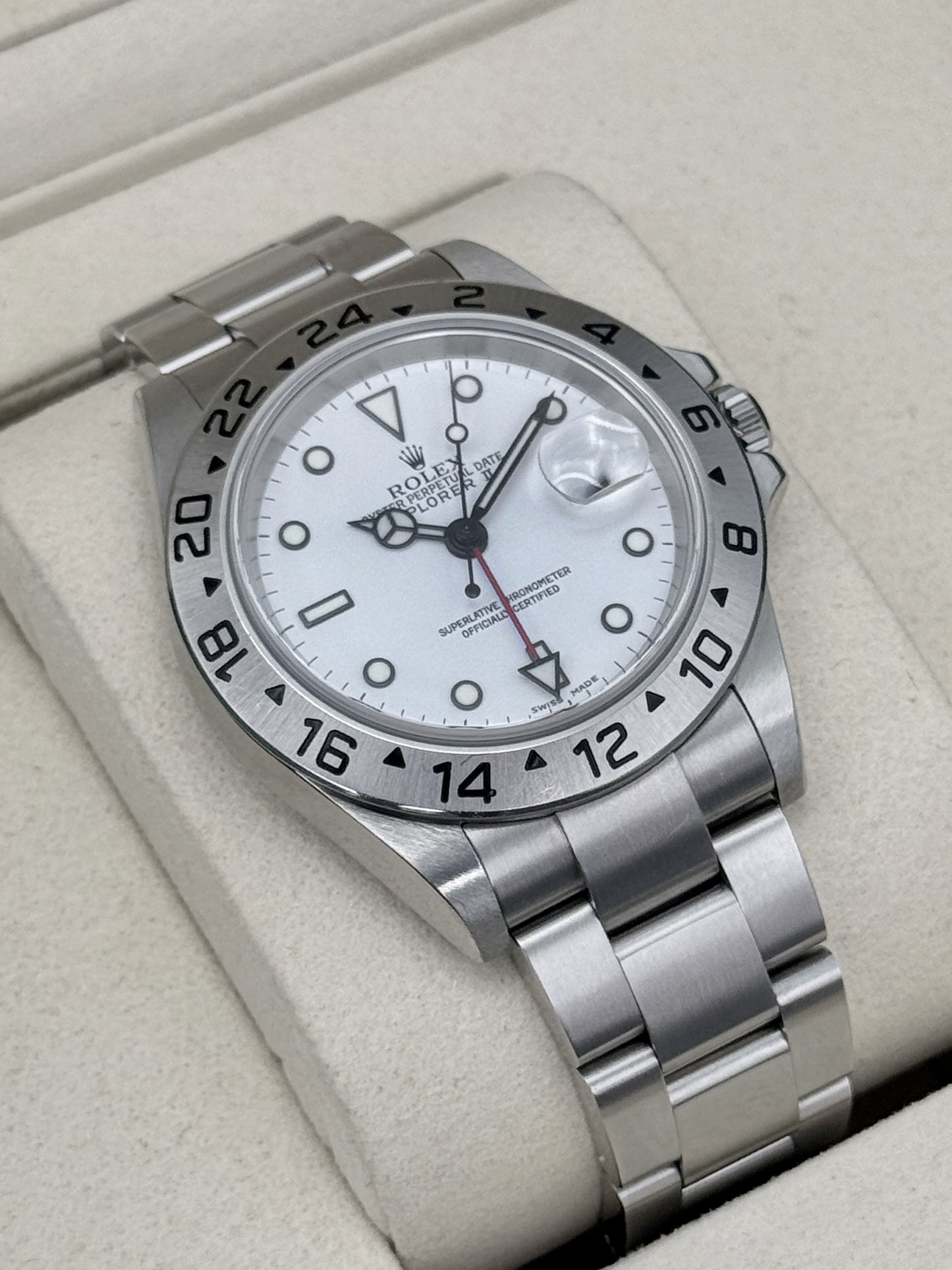 2005 Rolex Explorer II 40mm 16570 Stainless Steel Polar White Dial