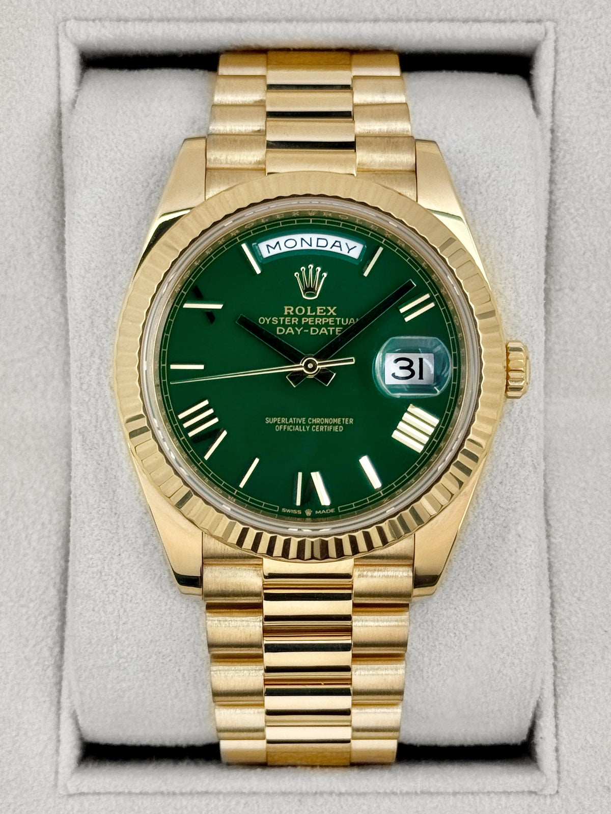 2022 Rolex Day-Date 40mm 228238 Presidential Green Dial