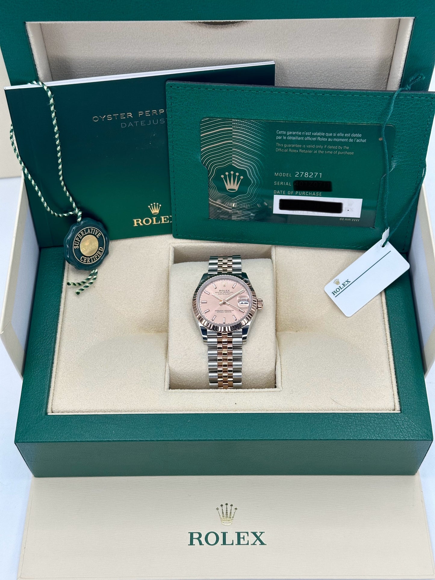 NEW 2023 Rolex Ladies Datejust 31mm 278271 Two-Tone Jubilee Pink Dial