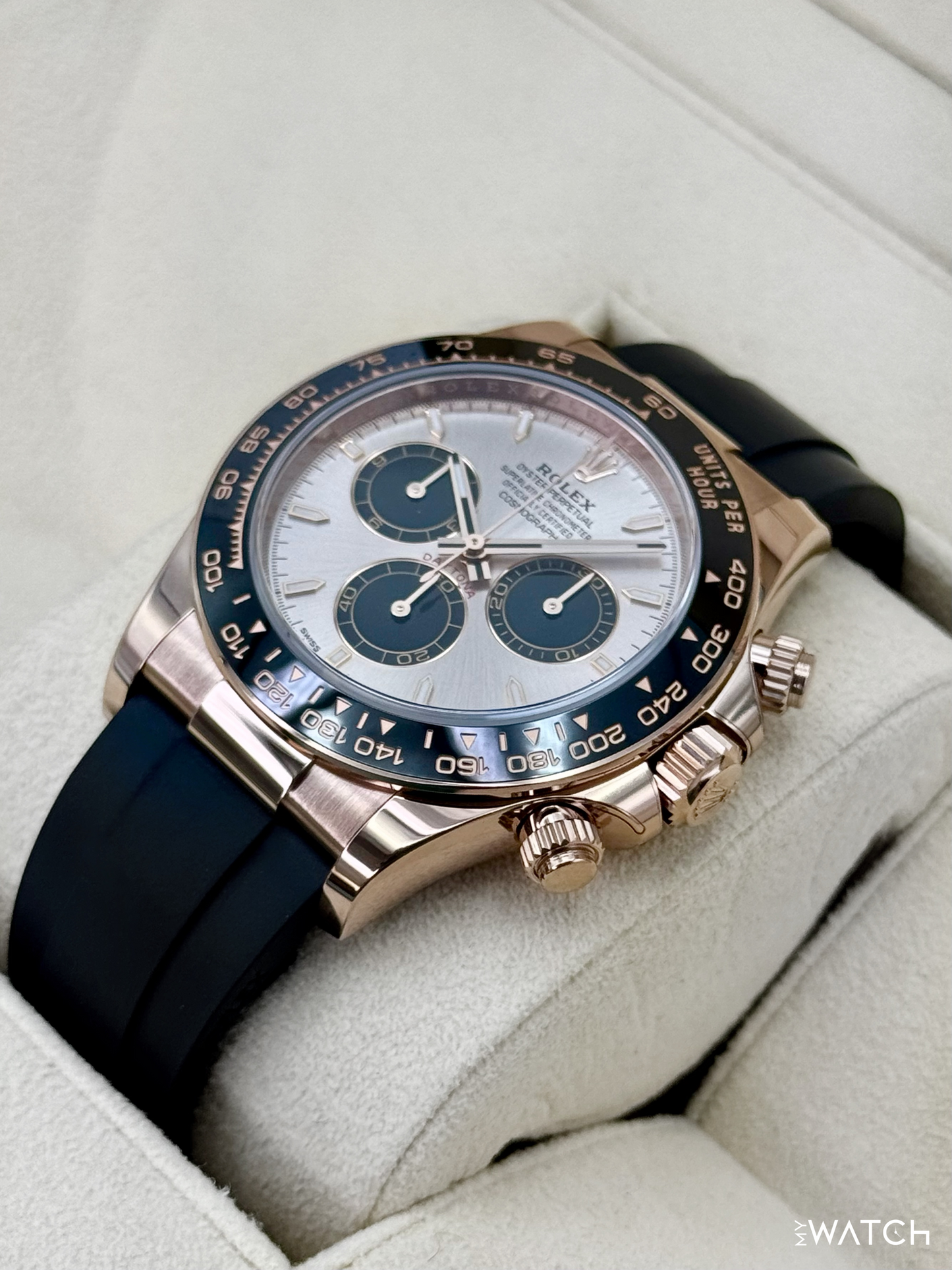 2025 Rolex Daytona 40mm 126515LN Rose Gold Oysterflex Sundust Dial - MyWatchLLC
