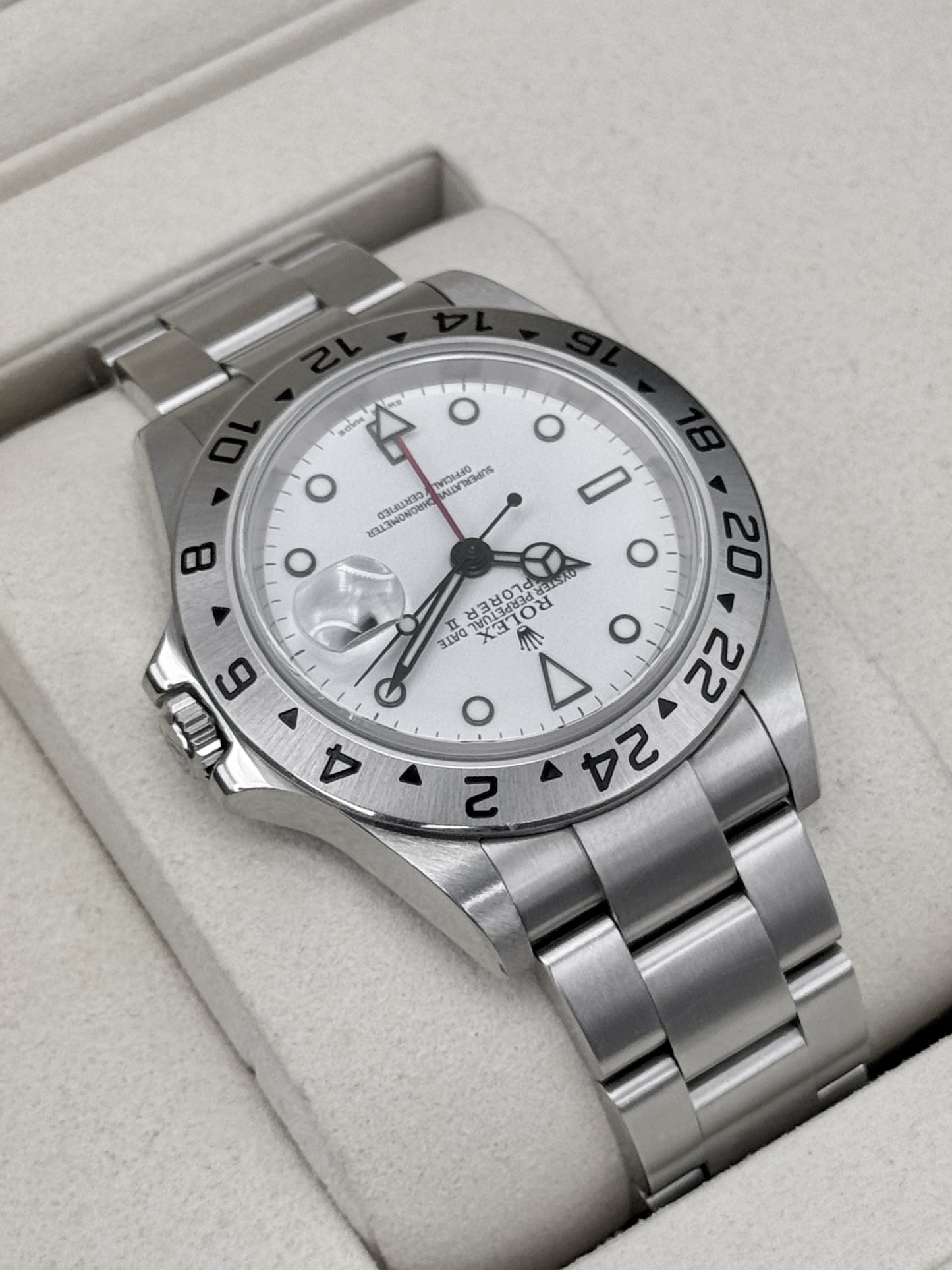 2005 Rolex Explorer II 40mm 16570 Stainless Steel Polar White Dial
