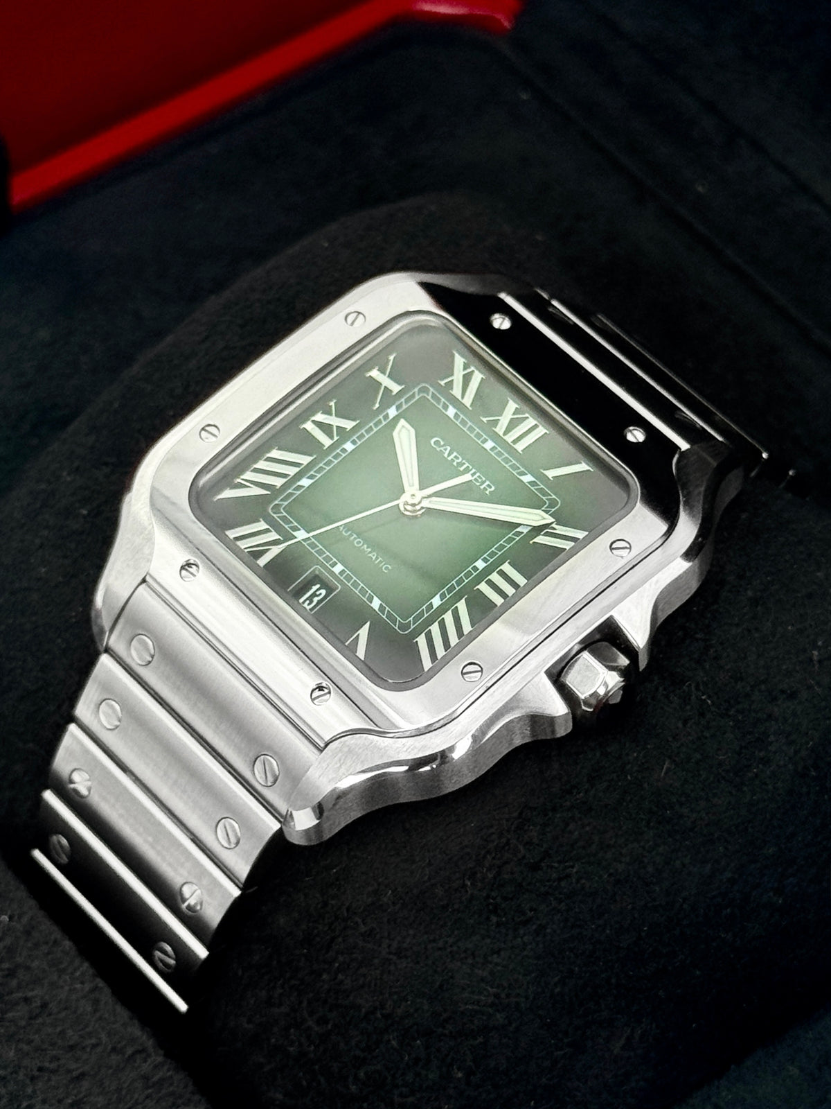 NEW 2026 Cartier Santos De Cartier 39mm WSSA0062 Stainless Steel Green Dial