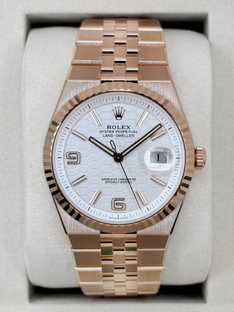 NEW 2026 Rolex Land-Dweller 40mm 127335 Rose Gold Flat Jubilee White Dial (NEW STYLE CARD)