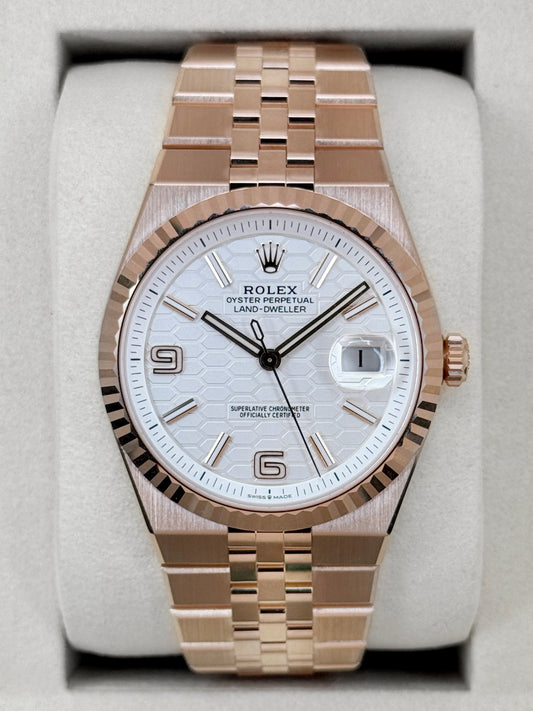 NEW 2026 Rolex Land-Dweller 40mm 127335 Rose Gold Flat Jubilee White Dial (NEW STYLE CARD) - MyWatchLLC