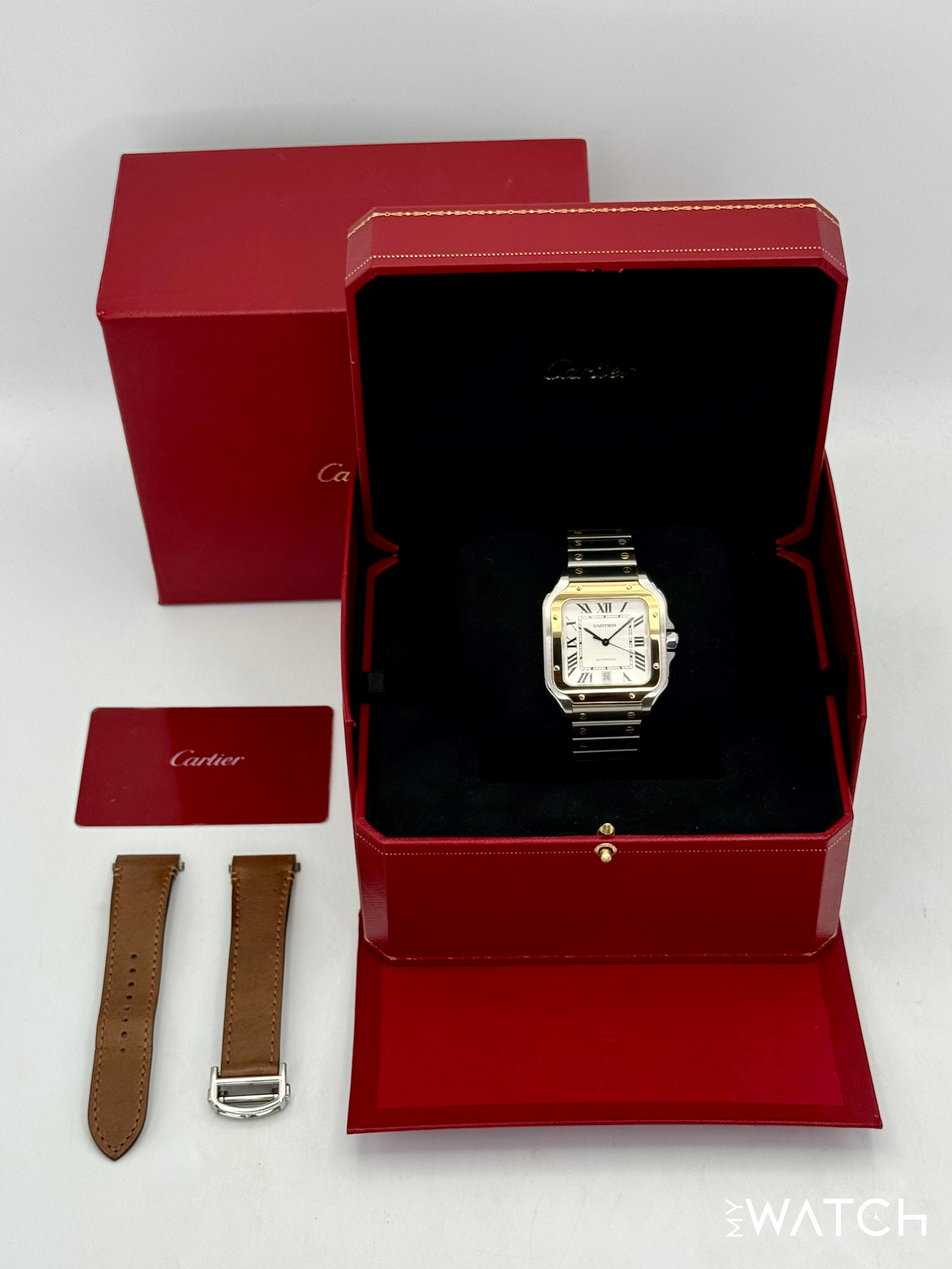 2020 Cartier Santos De Cartier 39.8mm W2SA0009 Two-Tone White Dial