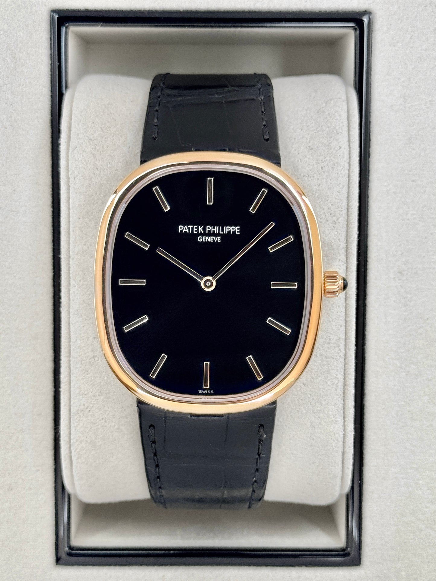 2025 Patek Philippe Golden Ellipse 34mm 5738R Rose Gold Black Dial