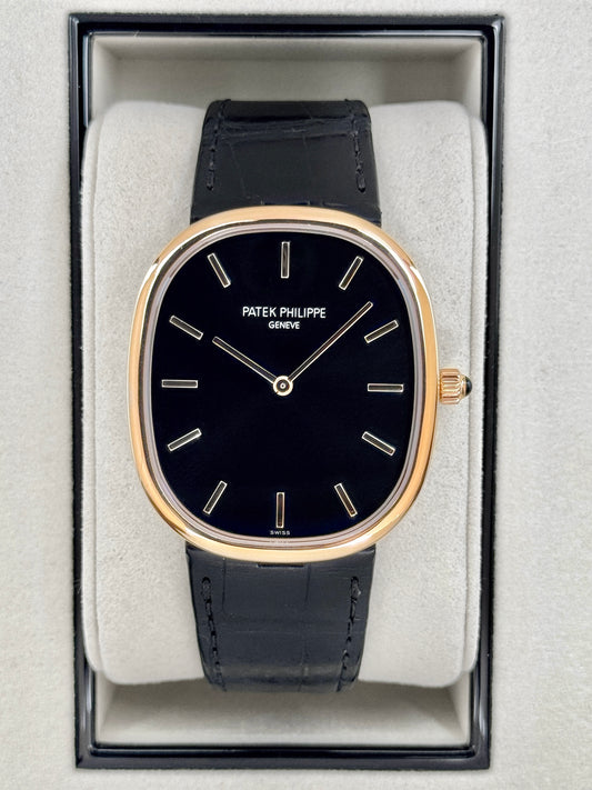 2025 Patek Philippe Golden Ellipse 34mm 5738R Rose Gold Black Dial