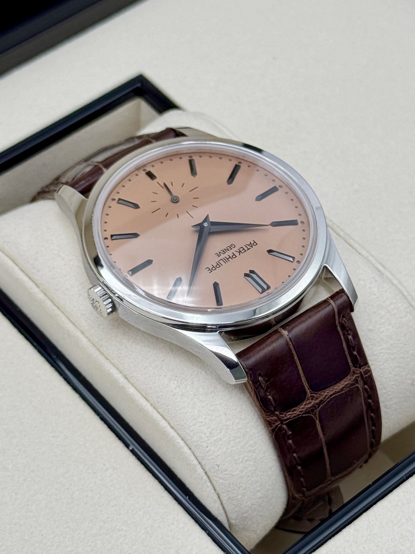 2026 Patek Philippe Calatrava 38mm 6196P Platinum Rose Gilt Opaline Dial