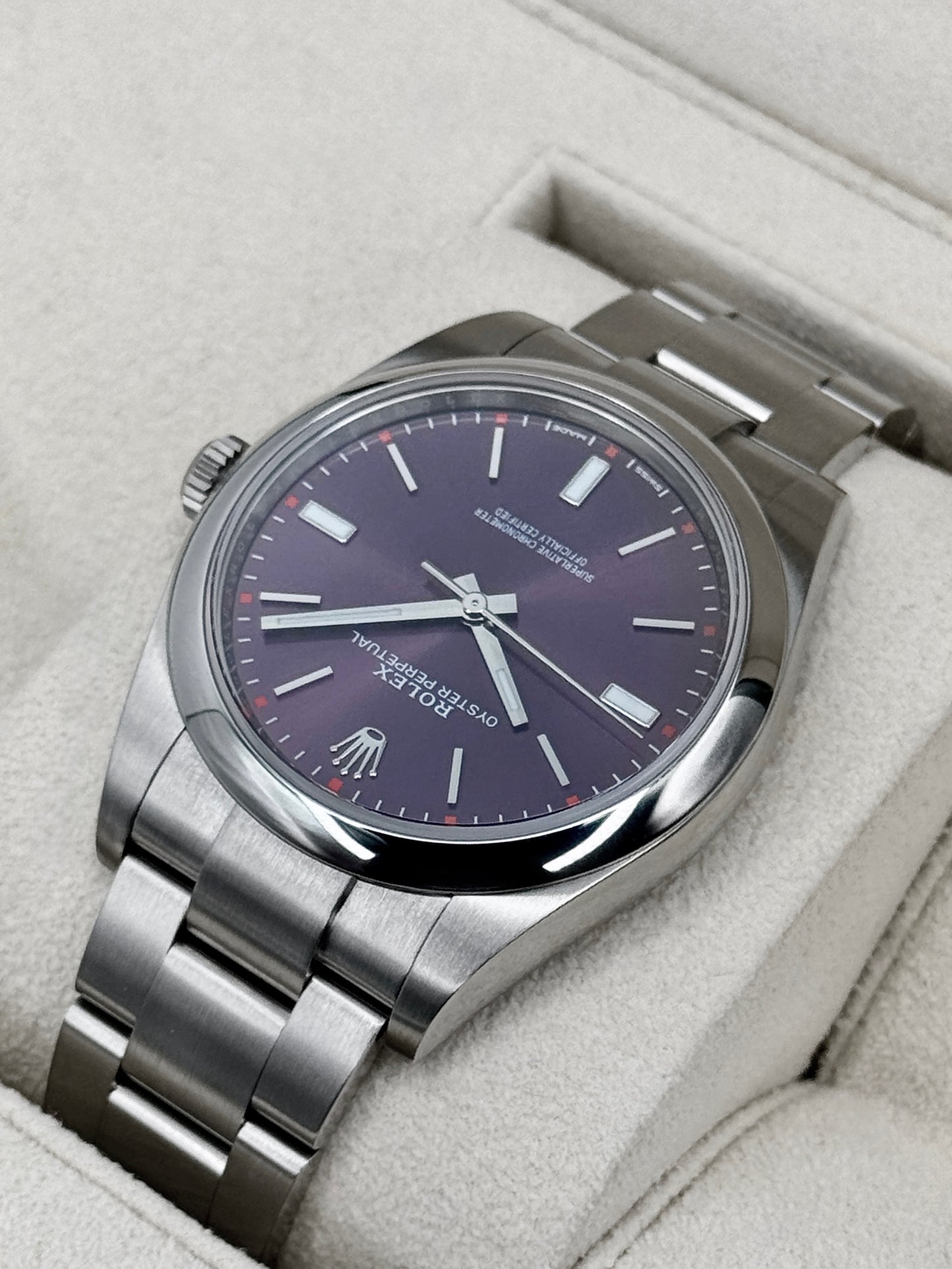 2018 Rolex Oyster Perpetual 39mm 114300 Stainless Steel Purple Dial (CPO)