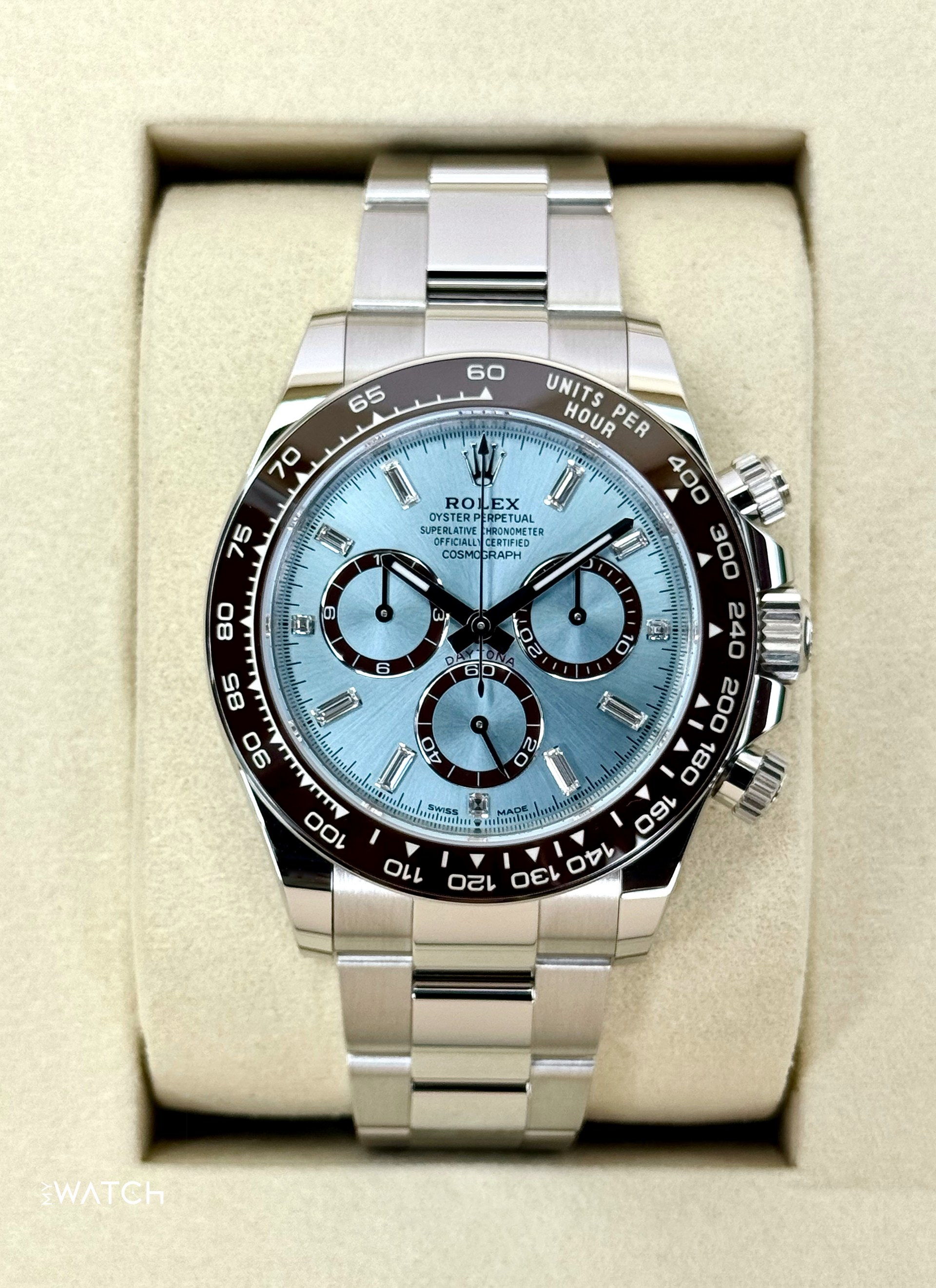 NEW 2025 Rolex Daytona 40mm 126506 Platinum Ice Blue Diamond Baguette - Main Image
