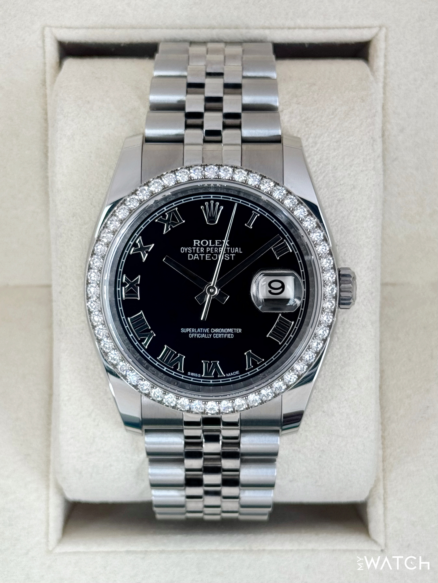 2017 Rolex Datejust 36mm 116244 Stainless Steel Jubilee Black Dial